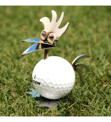 Birdie mit Golfball weiß ca. 8,5cm Kamm breit 