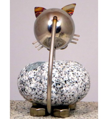 Wackelkopfkatze klein ca. 14 cm hoch aus Granit und Edelstahl